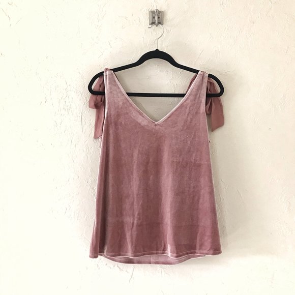 GIBSON x GLAM SQUAD Tara Bow Detail Velvet Top S - Picture 4 of 8